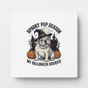 Plaque Photo Chemise de Bulldog Halloween Chien Sorcière Mignon