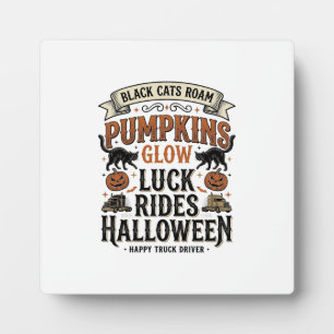 Plaque Photo Chemise de chauffeur de camion Halloween avec chat