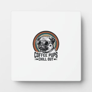 Plaque Photo Chemise de chien de café rétro Chill Pug Graphique