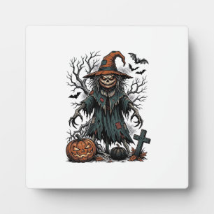 Plaque Photo Chemise de citrouille d'Halloween Épouvantail Sorc