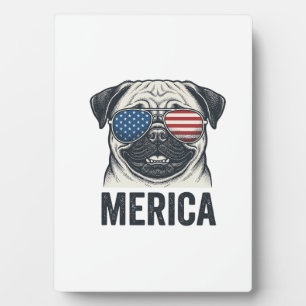 Plaque Photo Chemise de conception de gravure vintage pug patri
