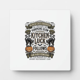 Plaque Photo Chemise de cuisine Halloween Vintage Chat Noir Cit