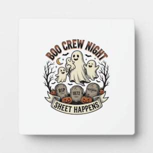 Plaque Photo Chemise de fête Vintage Ghost Halloween Boo Crew S