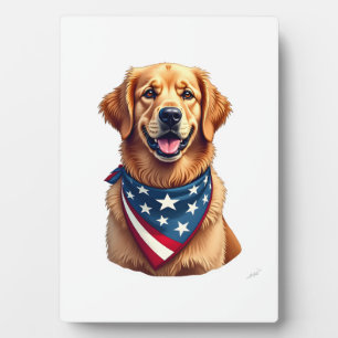Plaque Photo Chemise de gravure vintage Retriever doré patrioti