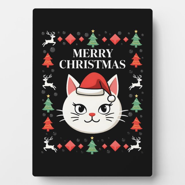 Plaque Photo Chemise de Noël laide Smudge Cat  (2) (Devant)
