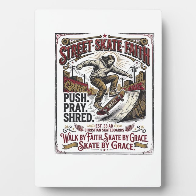 Plaque Photo Chemise de skate longboard Jésus chrétien (Devant)