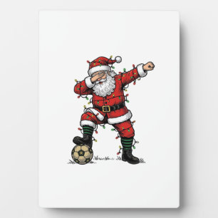 Plaque Photo Chemise de sport de Noël Vintage Santa Soccer_1