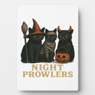 Plaque Photo Chemise drôle de nuit de chats noirs d'Halloween C