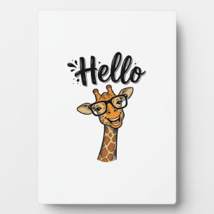 Plaque Photo Chemise Hello Giraffe Gravure Vintage Animal Migno