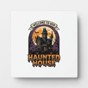 Plaque Photo Chemise Maison Hantée Vintage Halloween Bienvenue