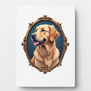 Plaque Photo Chemise ovale cameo au retriever doré patriotique