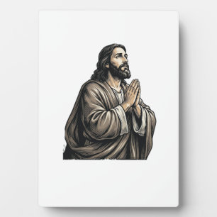 Plaque Photo Chemise religieuse d'homme priant gravure vintage