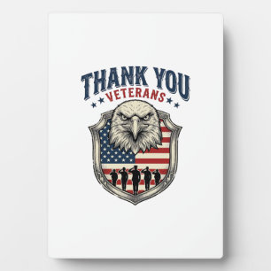 Plaque Photo Chemise Thank You Veterans Patriotic Eagle Shield_