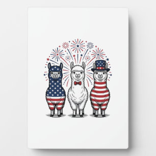Plaque Photo Chemise vectorielle vintage de lama patriotique fe