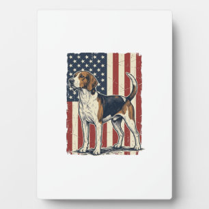 Plaque Photo Chemise vectorielle vintage Hound Dog drapeau patr