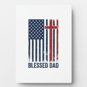 Plaque Photo Chemise vintage croix drapeau chrétien papa bénie