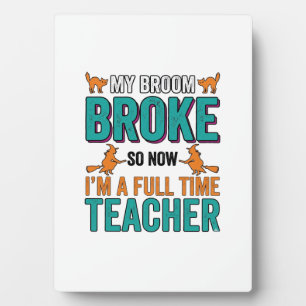 Plaque Photo Chemise Vintage Drôle Halloween Prof Broom Brisé