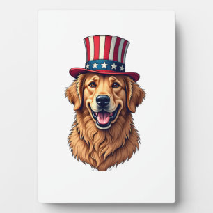 Plaque Photo Chemise vintage Quatre Juillet Golden Retriever 4