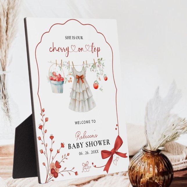 Plaque Photo Cherry Baby Girl Douche Affiche de bienvenue - Coq (Créateur téléchargé)
