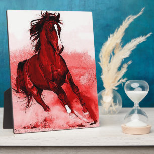 Plaque Photo Cheval Courant Browny Red Artwork