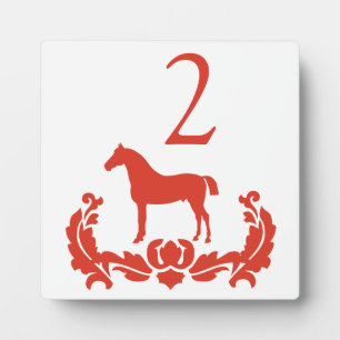 Plaque Photo Cheval Damas rouge et blanc Numéro de table