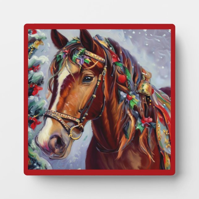 Plaque Photo Cheval de Noël 2 (Devant)