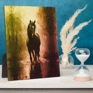 Plaque Photo Cheval Noir Mystique – Équitation Fantastique Somb