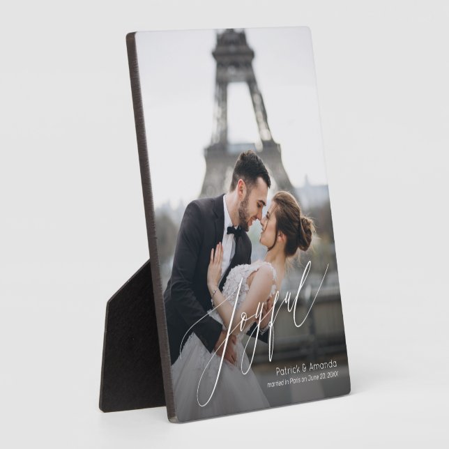 Plaque Photo Chevalet de table Joyeux Script Photo (Côté)