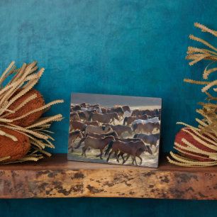Plaque Photo Chevaux dans le ranch, Mongolie intérieure, Chine