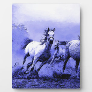Plaque Photo Chevaux de course et Lune Bleue