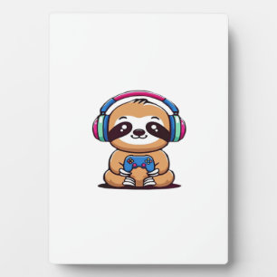 Plaque Photo Chibi Kawaii Sloth Gamer � Animal drôle mignon ave