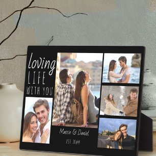 Plaque Photo Chic 5 Photo Collage Aimer la vie avec vous   Noir