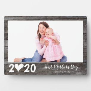 Plaque Photo Chic First Mother's Day Heart Wood Keepsaké Photo