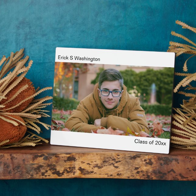 Plaque Photo Chic Modern Minimalist Graduate Photo Desktop  (Côté)