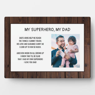 Plaque Photo Chic My Superhero My Dad Photo Wood Father's Day
