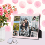 Plaque Photo Chic Soft Pink White Text Sisters Photo Collage<br><div class="desc">Heartfelt gift for your sister or sisters, upload photos of your favorite memories and celebrate the one person who has always been by your side. soft pink background can be adjusted to a different color. Keep the good memories close by, as a reminder of the amazing people in our lives....</div>