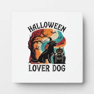 Plaque Photo Chien amateur d'Halloween Chapeau de sorcière Citr