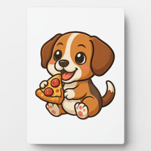 Plaque Photo Chien beagle mignon pizza amateurs de pizza dessin