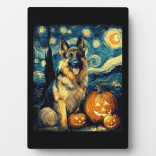 Plaque Photo Chien Berger Allemand Mignon Halloween Jack O Lant