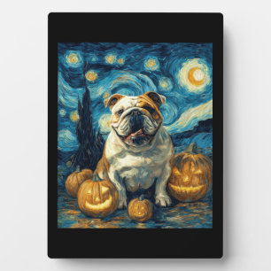 Plaque Photo Chien bouledogue anglais mignon Halloween Jack O L