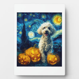 Plaque Photo Chien Caniche Mignon Citrouille Halloween Jack O L