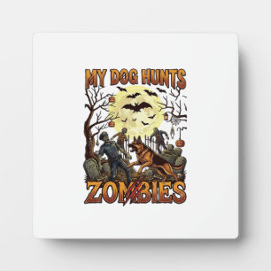 Plaque Photo Chien chasse les zombies Halloween Berger allemand