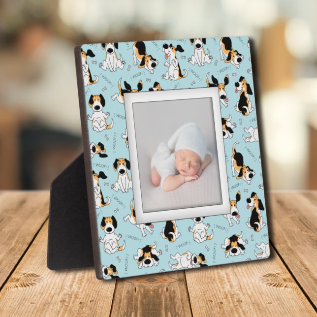 Plaque Photo Chien Chien Motif sans cadre Photo Famille Easel (Puppy Dog Pattern Frameless Family Photo Easel Plaque)