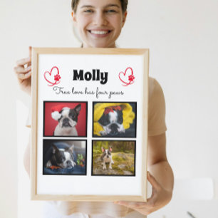 Plaque Photo Chien collage customisé 4 photos