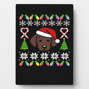 Plaque Photo Chien de Labrador Chocolat Puppy Noël Père Noël XX