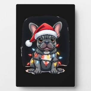 Plaque Photo Chien de Noël Bouledogue Français Xmas Frenchie Ho