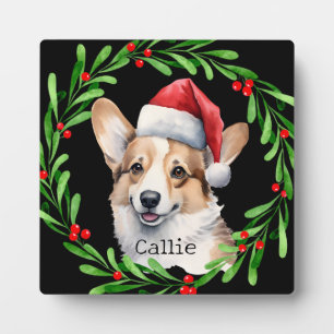 Plaque Photo Chien de Noël Pembroke Welsh Corgi Vacances Animau