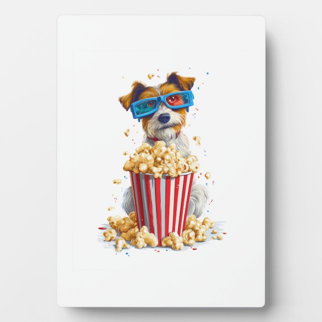 Plaque Photo Chien de soirée cinéma Popcorn Pup (Devant)