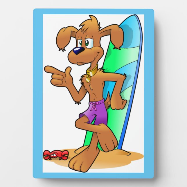 PLAQUE PHOTO CHIEN DE SURFER (Devant)