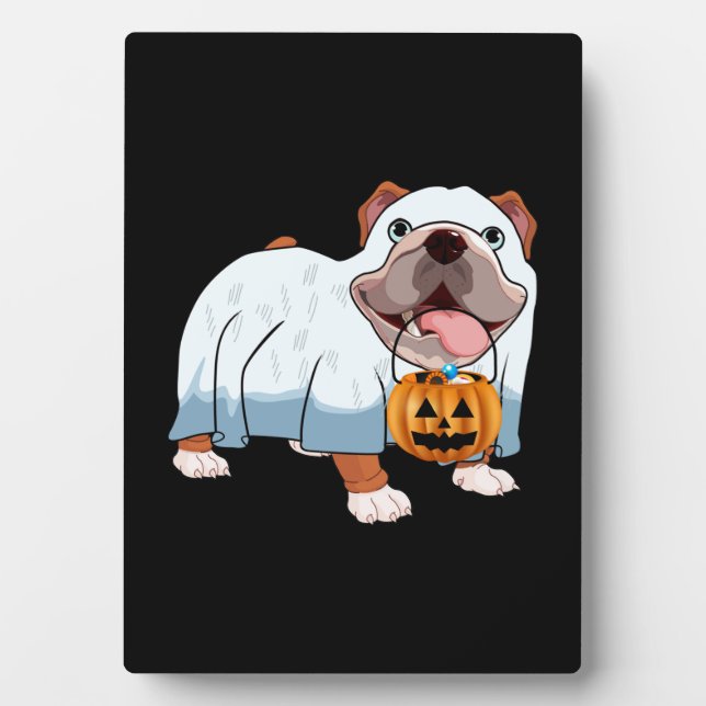 Plaque Photo Chien d'Halloween de Bulldog (Devant)